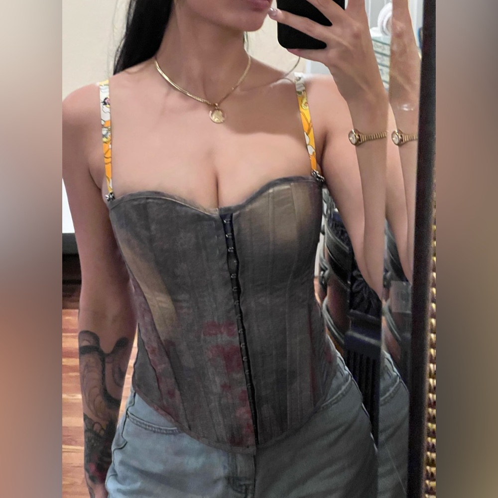 Tiger Mist Charcoal Corset Top